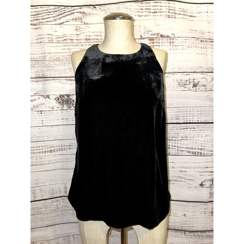 Joie Brighton Racerback Tank Blouse Caviar Black Velvet Size S‎ NEW Rayon Silk